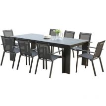 Salon de jardin en aluminium gris Ibiza Une table et 8 fauteuils