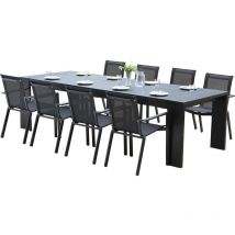 Wilsa Garden - Salon de jardin en aluminium gris Ibiza 8 personnes