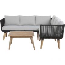 Beliani - Salon de Jardin Gris en Bois d'Acacia 5 Places et Coussins en Tissu Confort Alcamo
