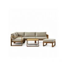 Salon de jardin en bois d'Acacia fsc avec coussins lin Bocarnea 6 personnes - levata