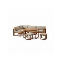 Bocarnea - Salon de jardin en bois d'Acacia fsc avec coussins + housse de protection - 7 personnes - levata - Gris