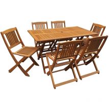 Habitat Et Jardin - Salon de jardin bois exotique 'Hongkong' - Table pliante + 6 chaises pliantes