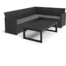 Salon de jardin avec table basse 2 en 1 - en résine Allibert by keter - 6 personnes - SanRemo - Gris graphite