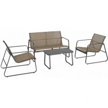 Salon de jardin en métal et textilène pour 4 personnes. design Anthracite / Naturel