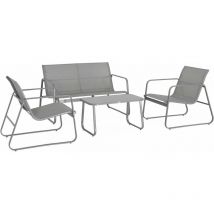 Sweeek - Salon de jardin en métal et textilène pour 4 personnes. gris clair. design