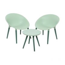 Jardideco - Salon de jardin en plastique Marbella vert