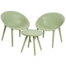 Jardideco - Salon de jardin en plastique Marbella Vert clair