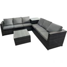 Habitat Et Jardin - Salon de jardin en résine tressée 6 places 'Katy' - Gris
