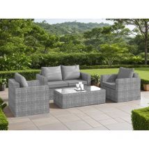 Salon de jardin design bas en résine tressée - gris foncé - 5 personnes - Delorm