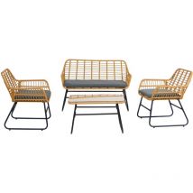 Salon de Jardin en Rotin et Metal