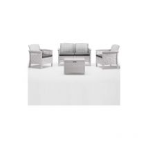 Compralo - Salon de jardin Venice avec deux fauteuils canape' et table d'exte'rieur en polypropyle'ne effet rotin blanc