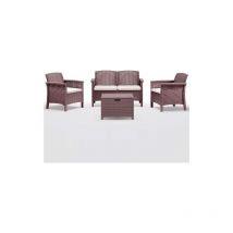 Compralo - Salon de jardin Venice avec deux fauteuils canape' et table d'exte'rieur en polypropyle'ne effet rotin marron