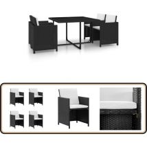 Vidaxl - Salon de jardin encastrable 5 pcs et coussins Rotin Noir - Salon De Jardin - Meubles De Jardin - Set De Salon De Jardin - Table De Jardin