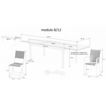 Salon de jardin Ensemble Modulo t 8/12 + f 12 Full Verre Noir Wilsa Garden