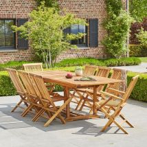Salon de jardin en teck massif extensible 8/10 places