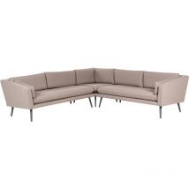 Salon de Jardin Beige en Tissu Polyester et Alu 5 Places avec Table Basse Loretello