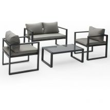 Happy Garden - Salon de jardin ibiza en tissu gris 4 places - aluminium anthracite
