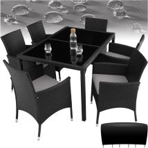 Tectake - Salon de jardin Pour 6 personnes avec Plateaux en verre de sécurité Housse de protection incluse