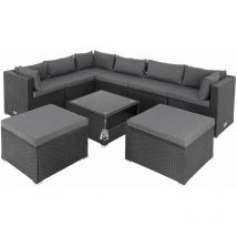 Salon de jardin lounge en polyrotin 26 pièces Canapé de jardin en résine tressée avec table Ensemble de jardin modulable Noir/anthracite