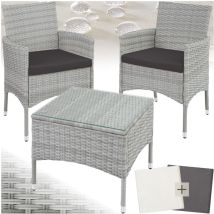 Salon de jardin Pour 2 personnes avec Plateau en verre de sécurité 2 sets de housses inclus