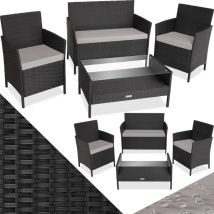 Tectake - Salon de jardin Pour 4 personnes avec Plateau en verre de sécurité Montage simple et rapide