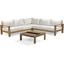 Majorque - Salon de jardin d'angle 5 places en aluminium effet bois Dcb Garden