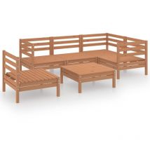 Salon de jardin meuble d'extérieur ensemble de mobilier 6 pièces bois de pin massif marron miel