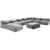 Salon de jardin modulable 8 places gris - Mixi