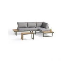 Dcb Garden - Salon de jardin modulable - Kaki - Bois d'acacia et aluminium 4 places - tokyo