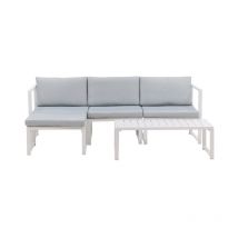 Salon de Jardin Modulable 'Salvador' 200cm Blanc & Gris