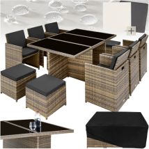 Salon de jardin Avec cadre en aluminium avec Plateaux en verre de sécurité 2 sets de housses, pliable, housse de protection incluse