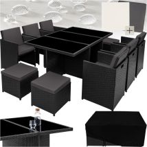 Salon de jardin Avec cadre en aluminium avec Plateaux en verre de sécurité 2 sets de housses, pliable, housse de protection incluse