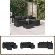 Salon de jardin Noir Résine tressée - Salon De Jardin - Mobilier De Jardin - Set De Salon - Meubles De Jardin - Terrasse