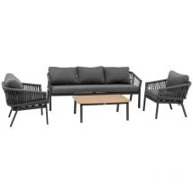 Salon de jardin Oriengo anthracite & graphite 5 places en aluminium traité époxy - Hespéride