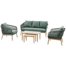 Hesperide - Salon de jardin Orissa vert olive 5 places en polyester et acier - Hespéride