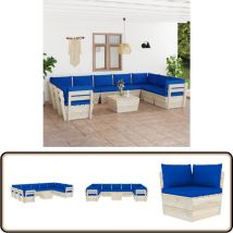 Salon de jardin palette 10 pcs avec coussins bois d'épicéa - Salon De Jardin - Mobilier De Jardin - Ensemble De Salon - Canapé Palet - Meubles De