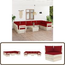 Salon de jardin palette 10 pcs avec coussins bois d'épicéa - Salon De Jardin - Mobilier De Jardin - Ensemble De Salon - Canapé Palet - Meubles