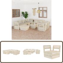 Salon de jardin palette 10 pcs Bois d'épicéa imprégné - Salon De Jardin - Mobilier De Jardin - Ensemble Salon De Jardin - Set De Salon De Jardin