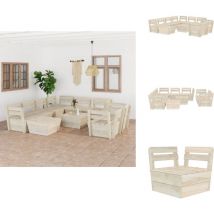 Salon de jardin palette 10 pcs Bois d'épicéa imprégné - Salon De Jardin - Mobilier De Jardin - Ensemble Salon De Jardin - Set De Salon De Jardin