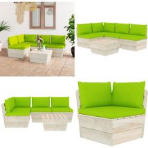 Salon de jardin palette 5 pcs avec coussins bois d'épicéa - Salon De Jardin - Mobilier De Jardin - Ensemble De Salon - Canapé Palette - Meubles De