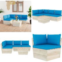 Salon de jardin palette 5 pcs avec coussins bois d'épicéa - Salon De Jardin - Mobilier De Jardin - Ensemble De Salon - Canapé Palette - Meubles De