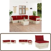 Salon de jardin palette 6 pcs avec coussins bois d'épicéa - Salon De Jardin - Mobilier De Jardin - Ensemble De Salon - Canapé Palette - Meubles De