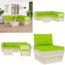 Salon de jardin palette 6 pcs avec coussins bois d'épicéa - Salon De Jardin - Mobilier De Jardin - Ensemble De Salon - Canapé Palette - Meubles De