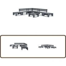 Salon de jardin palette 6 pcs Bois Gris - Salon De Jardin - Mobilier De Jardin - Set De Canapé Palettes - Chaise Longue - Table Basse