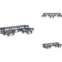 Salon de jardin palette 6 pcs Bois Gris - Salon De Jardin - Mobilier De Jardin - Set De Canapé Palettes - Chaise Longue - Table Basse