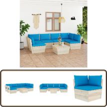 Salon de jardin palette 7 pcs avec coussins bois d'épicéa - Salon De Jardin - Mobilier De Jardin - Ensemble De Salon - Canapé Palette - Meubles De