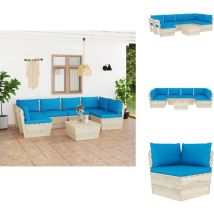 Salon de jardin palette 7 pcs avec coussins bois d'épicéa - Salon De Jardin - Mobilier De Jardin - Ensemble De Salon - Canapé Palette - Meubles De