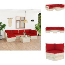 Salon de jardin palette 7 pcs avec coussins Épicéa imprégné - Salon De Jardin - Mobilier De Jardin - Ensemble De Salon - Canapé Palette - Meubles