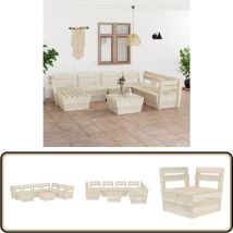 Salon de jardin palette 8 pcs Bois d'épicéa imprégné - Salon De Jardin - Mobilier De Jardin - Set De Salon - Ameublement De Terrasse - Décoration
