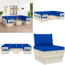 Salon de jardin palette 9 pcs avec coussins bois d'épicéa - Salon De Jardin - Mobilier De Jardin - Ensemble De Salon - Canapé Palette - Meubles